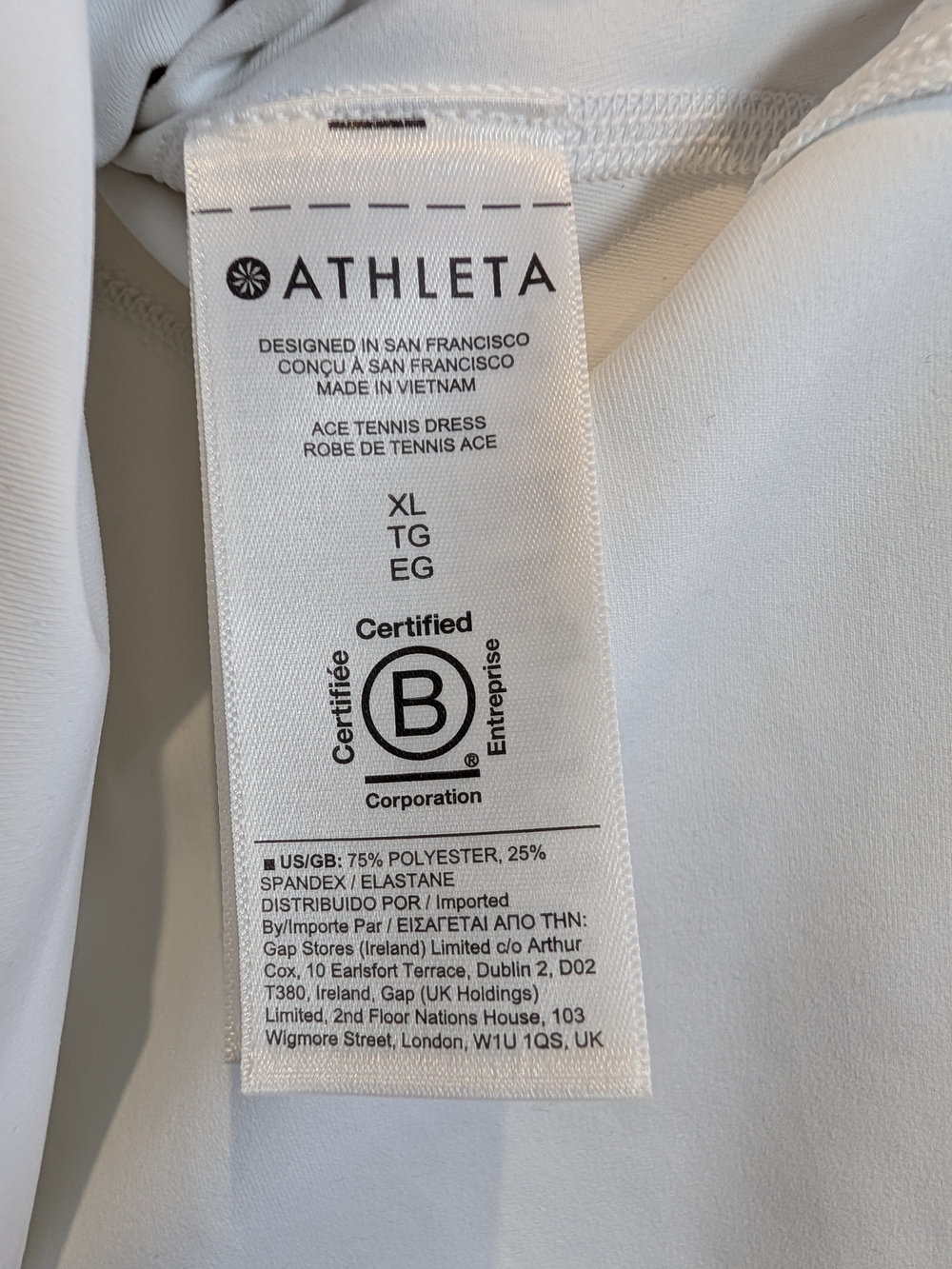 Athleta White Sleeveless Ace Tennis Dress with Front Zip, Size XL - Picture 6 of 7